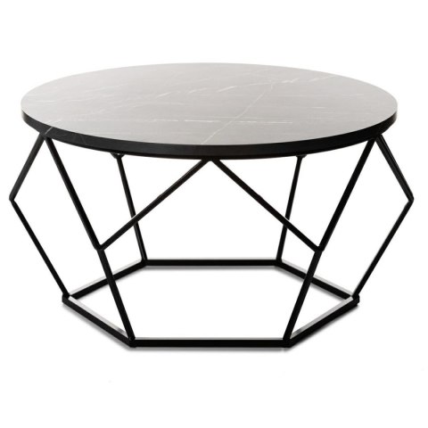 Stolik kawowy Diamond 70cm MARMUR czarny Konstrukcja lakierowana na czarno, blat wykonany z płyty MDF w kolorze czarny marmur , 