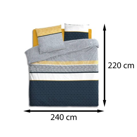 Komplet pościeli Etnik 240x220 cm Zawiera dwustronną poszwę na kołdrę i 2 poszewki na poduszki 65x65cm, wykonany z bawełny, nowo