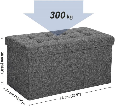 Pufa do przechowywania pikowana 76 cm Pikowana skrzynia do przechowywania o pojemności 80L, z siedziskiem, częściowo otwieraną p