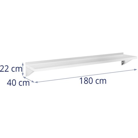 Półka ścienna wisząca kuchenna ze stali do 80 kg 180 x 40 cm