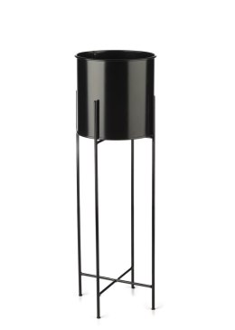 Kwietnik na kwiaty osłonka 75 cm czarny Wykonany z metalu, prosty i stylowy stojak na kwiatki w kolorze czarnym z wkładem w post