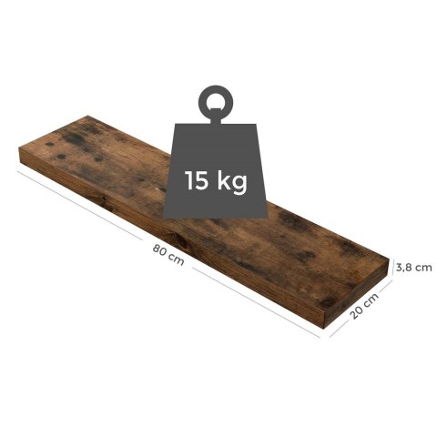 Pływająca półka ścienna rustykalna 80 cm Półka z płyty MDF w rustykalnym brązie sprawdzi się nie tylko jako dekoracja do wnętrza