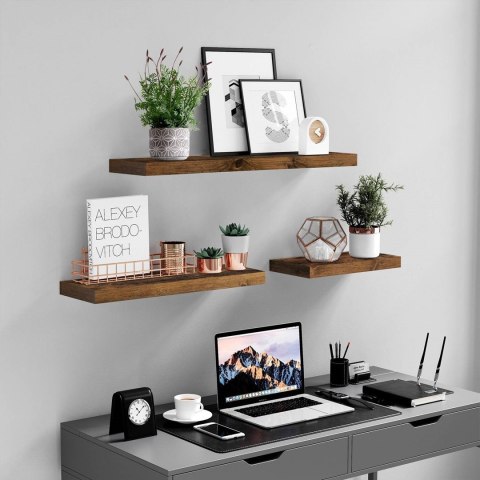 Pływająca półka ścienna rustykalna 80 cm Półka z płyty MDF w rustykalnym brązie sprawdzi się nie tylko jako dekoracja do wnętrza