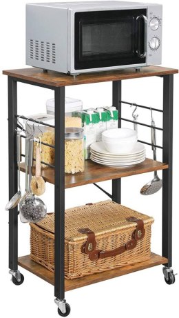 Stolik pomocniczy mobilny kuchenny LOFT Wykonany z metalu i solidnej płyty MDF, praktyczny i wytrzymały stolik kuchenny pomocnic