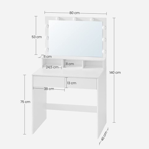 Toaletka z lustrem i żarówkami LED 80 cm