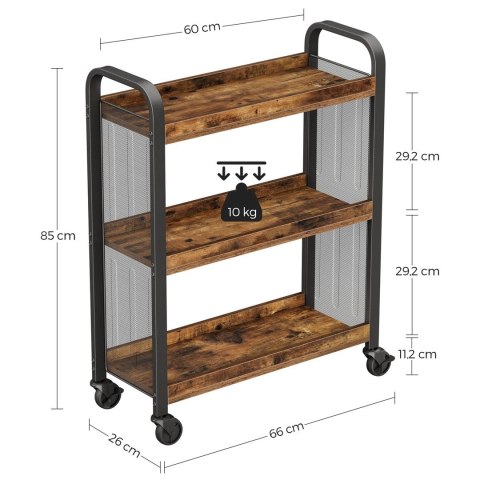 Wózek kuchenny mobilny rustykalny LOFT Wykonany z metalu i solidnej płyty MDF, praktyczny i wytrzymały wózek kuchenny na kółkach