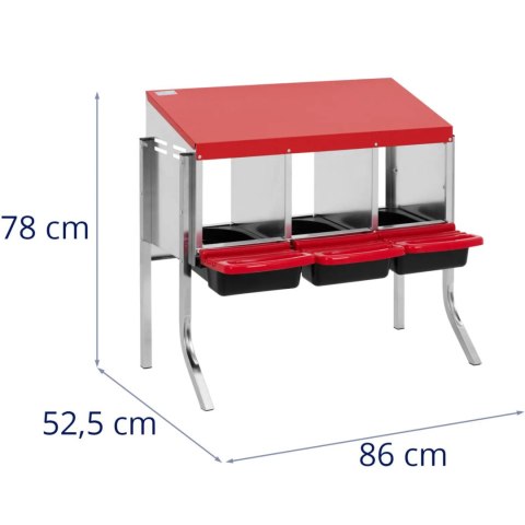 Gniazdo dla kur niosek stojące 3 komory STAL 86 x 52.5 x 78 cm