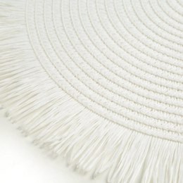 Podkładka BOHO/1 biała średnica 38 cm Podkładka na stół dekoracyjna BOHO z frędzlami w kolorze białym, rozmiar: 38 x 38 cm