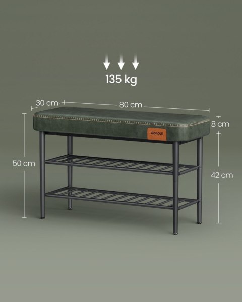 Ławka na buty sztuczna skóra zieleń