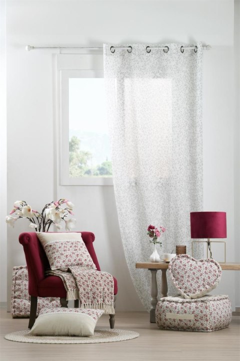 Firana GINNY 140x260 kremowa kwiaty