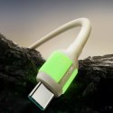 Kabel przewód USB-A - USB-C z fluorescencyjną końcówką 1.2m - beżowy