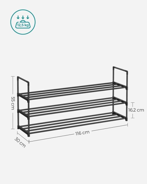 Metalowy regał na buty z 3 półkami