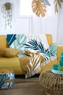 Koc ALOHA 125x150 wzór liście frędzle
