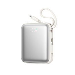 Powerbank 10000mAh 22.5W z wbudowanymi kablami USB-C Lightning - biały
