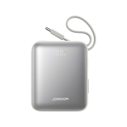 Powerbank 10000mAh 22.5W z wbudowanymi kablami USB-C Lightning - biały