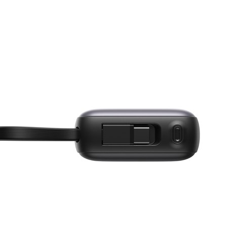 Powerbank 10000mAh 22.5W z wbudowanymi kablami USB-C Lightning - czarny