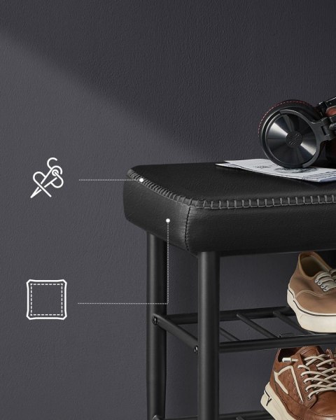 Ławka na buty 2 poziomy atramentowa czerń