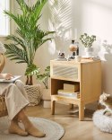 Szafka nocna z rattanową szufladką boho