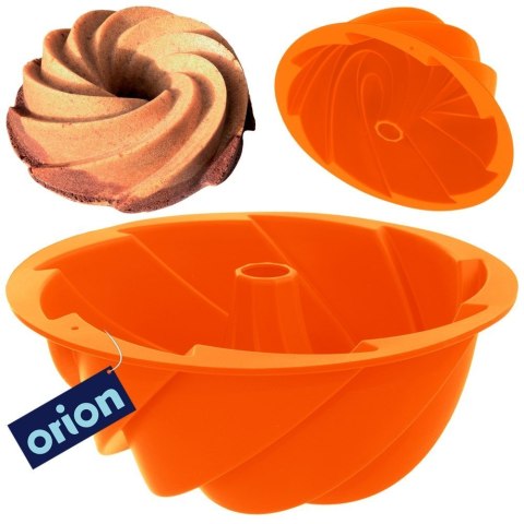 FORMA DO PIECZENIA BABKI Z KOMINEM SILIKONOWA POMARAŃCZOWA KWIAT 23.5CM SILLINIE ORION 151711