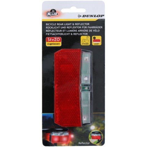 TYLNE ŚWIATŁO ROWEROWE 3 LED SMD ZASILANIE DYNAMO DUNLOP