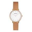 BUVELLE Elegance Rose Gold - Zegarek Damski z Okrągłą Tarczą i Bransoletką