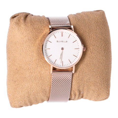 BUVELLE Elegance Rose Gold - Zegarek Damski z Okrągłą Tarczą i Bransoletką