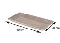 Taca drewniana podłużna 40x20 cm Wykonana z drewna, w kolorze beżowym, wymiary 20x40 cm