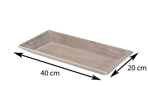 Taca drewniana podłużna 40x20 cm Wykonana z drewna, w kolorze beżowym, wymiary 20x40 cm