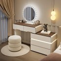 Toaletka kosmetyczna LED/ Komplet mebli blat 80 cm- Paula - kolor biały/orzech