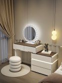 Toaletka kosmetyczna LED/ Komplet mebli blat 80 cm- Paula - kolor biały/orzech