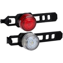ZESTAW SILIKONOWYCH LAMP ROWEROWYCH LED PRZÓD I TYŁ OKRĄGŁE BLACK DUNLOP