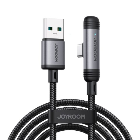 Kabel przewód kątowy USB-A USB-C 3A 1.2m - czarny