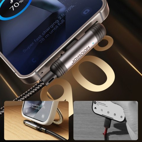 Kabel przewód kątowy USB-C 60W 1.2m - czarny
