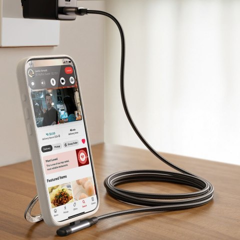 Kabel przewód kątowy USB-C 60W 1.2m - czarny