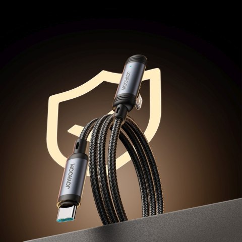 Kabel przewód kątowy USB-C - iPhone Lightning 30W 1.2m - czarny