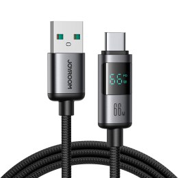 Kabel przewód z wyświetlaczem USB-A - USB-C 66W 1.2m - czarny
