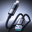 Kabel przewód z wyświetlaczem USB-A - iPhone Lightning 3A 1.2m - czarny