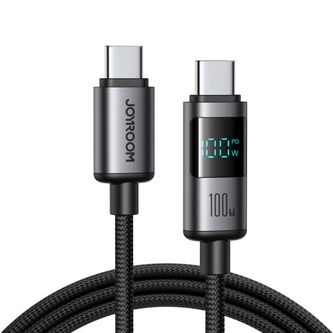 Kabel przewód z wyświetlaczem USB-C 100W 1.2m - czarny