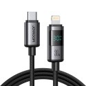 Kabel przewód z wyświetlaczem USB-C - iPhone Lightning 30W 1.2m - czarny