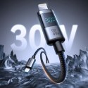 Kabel przewód z wyświetlaczem USB-C - iPhone Lightning 30W 1.2m - czarny