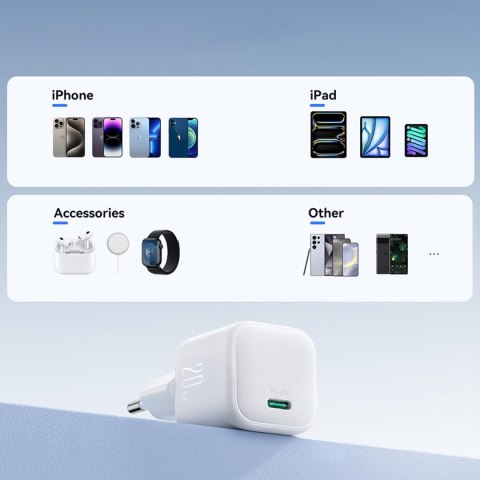 Ładowarka sieciowa GaN Power Delivery 20W - biała