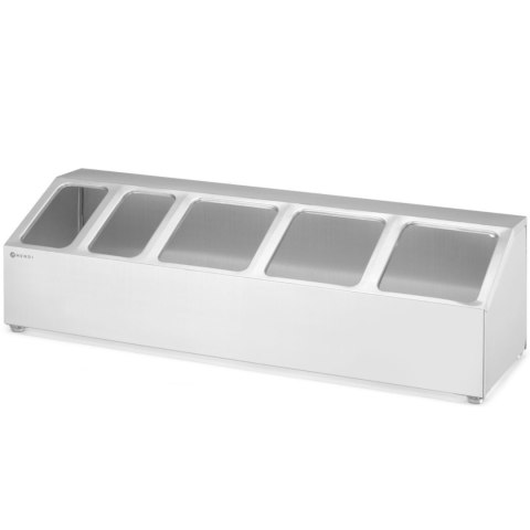 Stojak ekspozytor stalowy na pojemniki gastronomiczne 3x GN 1/6 2x GN 1/9