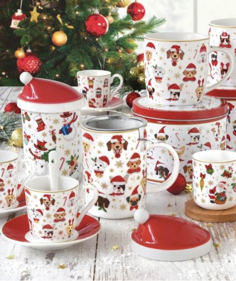 Świąteczne Mikołaje Kubek Porcelanowy z Zaprzaczem