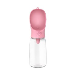 Butelka turystyczna z miską dla psa, 550 ml - różowa