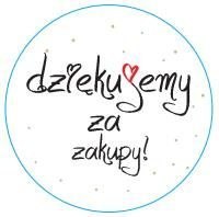 Ozdobne naklejki okrągłe Dziękujemy za zakupy 500szt - czarne kropeczki