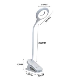 Mini lampka bezprzewodowa LED do czytania z klipsem kablem USB-C 80lm - biała