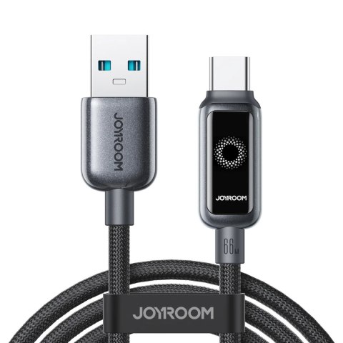 Kabel przewód w oplocie USB-A - USB-C 66W 1.2m - czarny