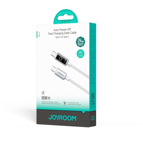 Kabel przewód w oplocie USB-C 100W 1.2m - biały