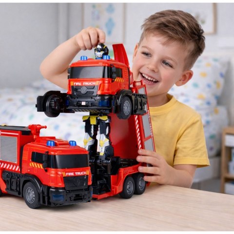 Robot Samochód Straż Pożarna 2w1 Zdalnie Sterowany RC Światła Dźwięki Woda