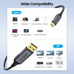 Kabel przewód USB-C - DisplayPort UltraBoost 1.4 8K 60Hz 180cm - czarny
